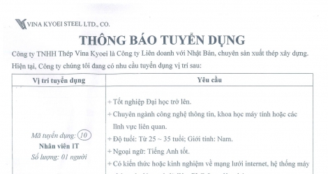 THÔNG BÁO TUYỂN DỤNG THÁNG 3/2021